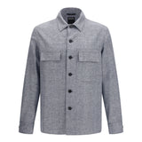 Crossover Shirt Jacket in linen wool and silk