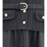 Knit and twill midi Dress