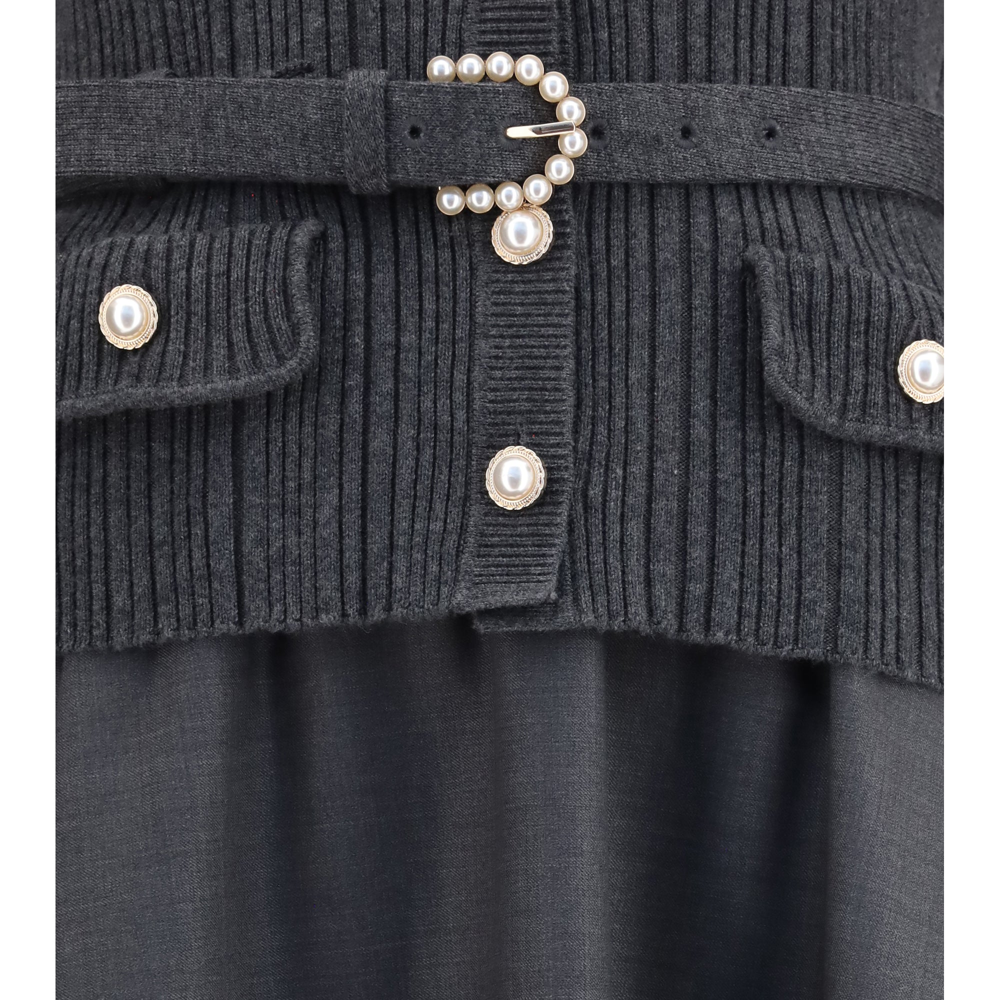Knit and twill midi Dress