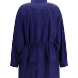 Midi poplin Parka in cotton with logo embroidery