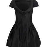 Short taffeta Dress with collar