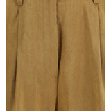 Slubbed linen and viscose Bermuda Shorts with hook and zip closure