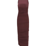 Asymmetric semi-sheer midi Dress