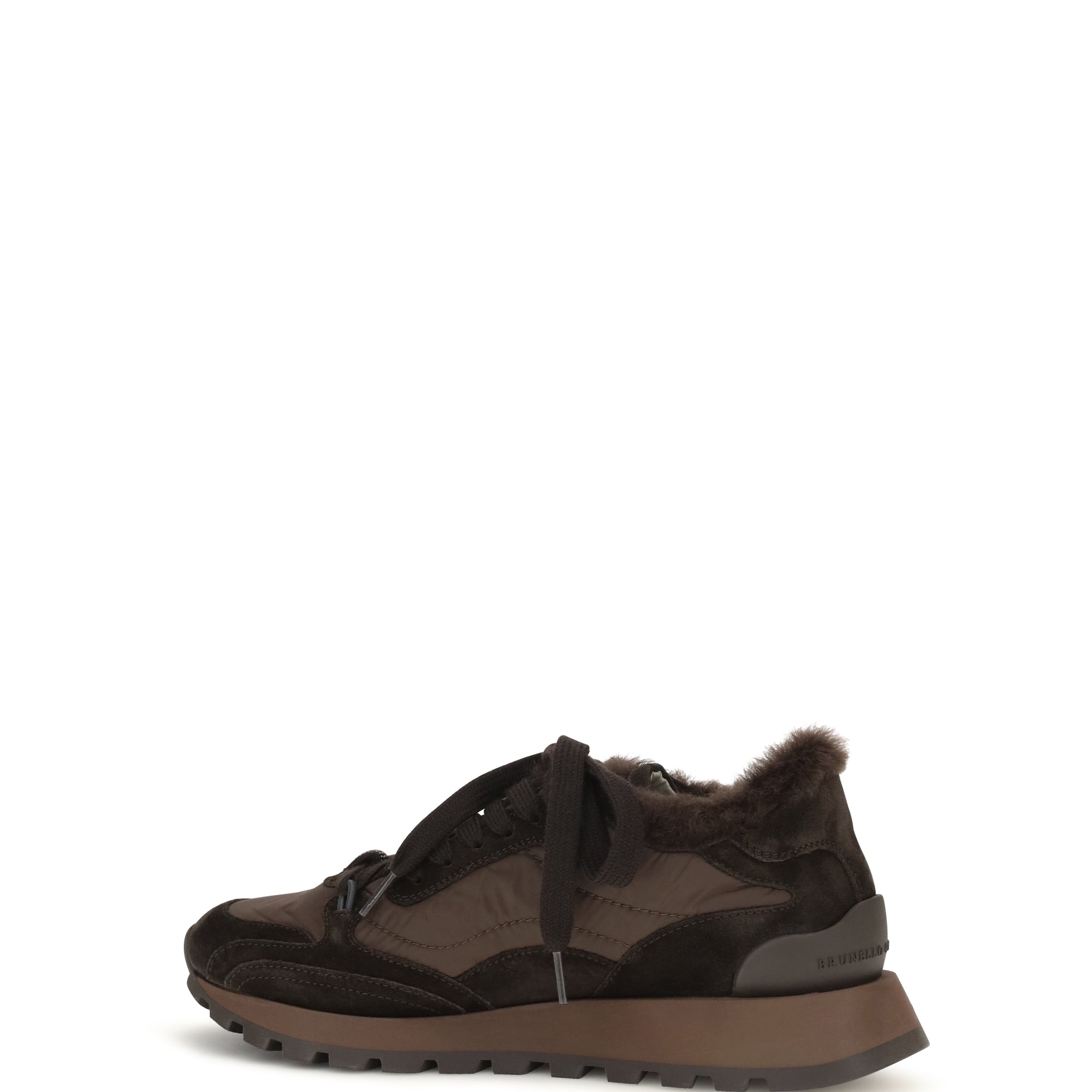 Suede and techno fabric Sneakers with shearling lining and monile