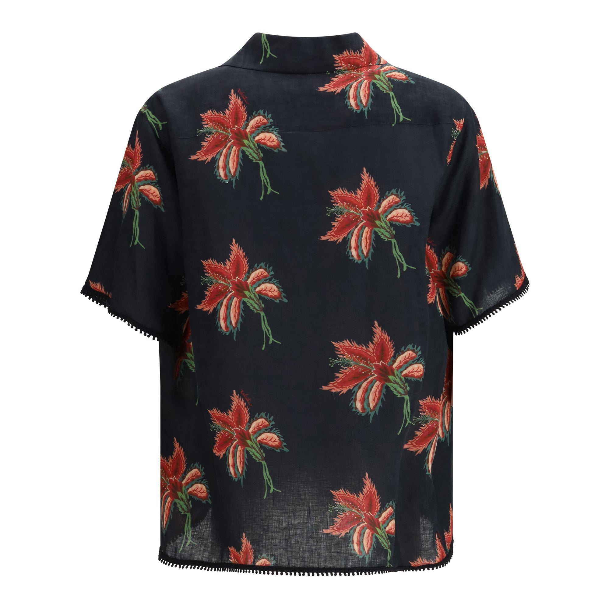 Papier Floral print linen bowling Shirt