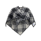 Short wool Check Poncho