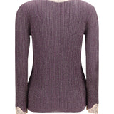 Lurex knit Cardigan with lace