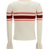 Striped viscose knit button Top