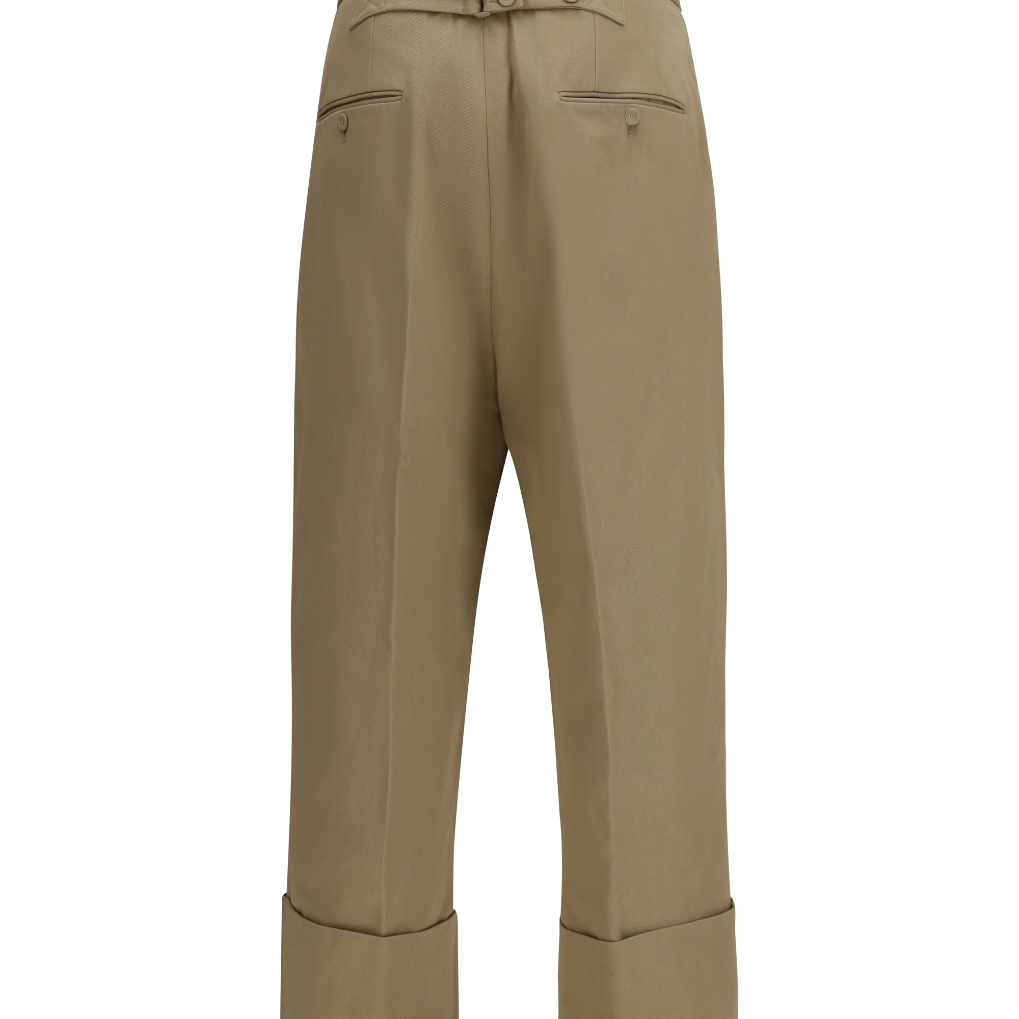 Cotton gabardine Pants with double pleats
