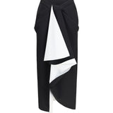 Draped midi Skirt in double-faced wool and mohair