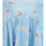 Poodle-print tiered long Dress
