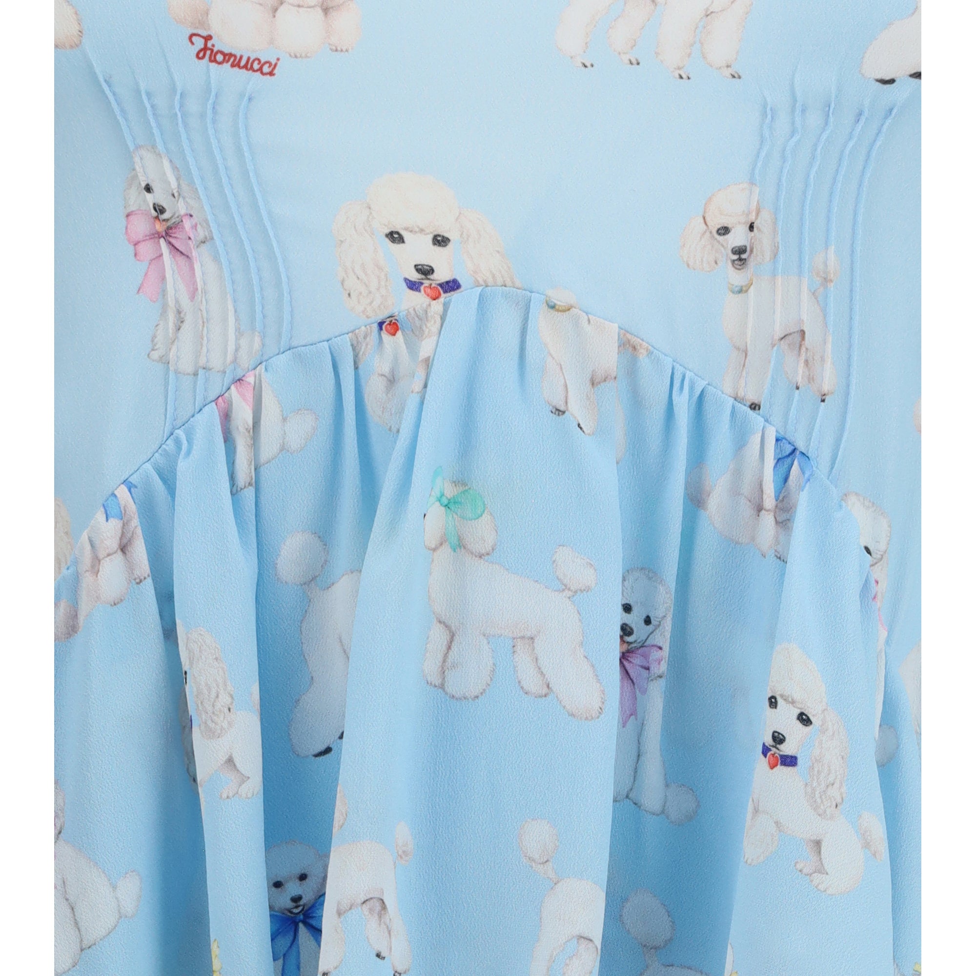 Poodle-print tiered long Dress