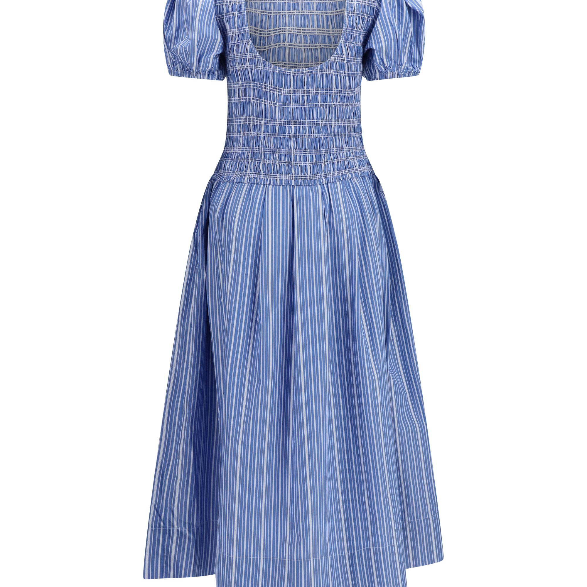 Striped cotton Dress with puff sleeves