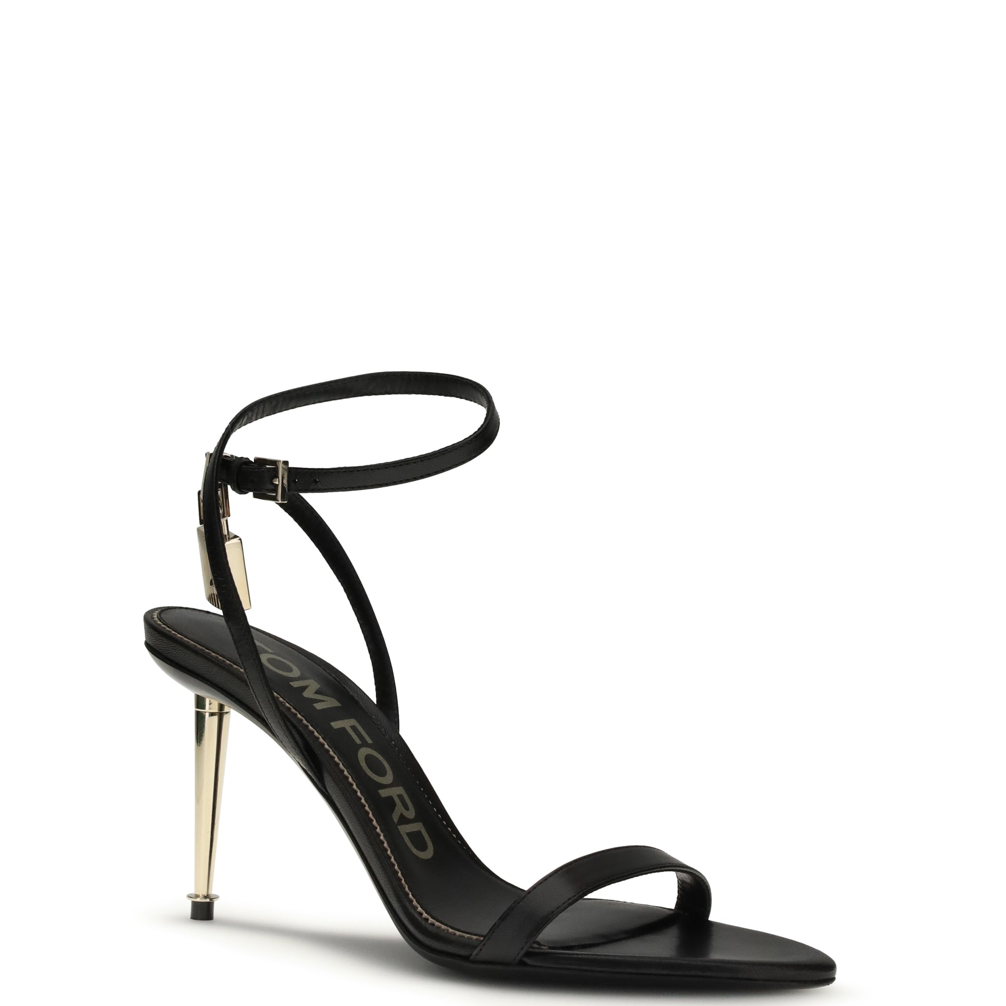 Shiny leather padlock pointy naked Sandal