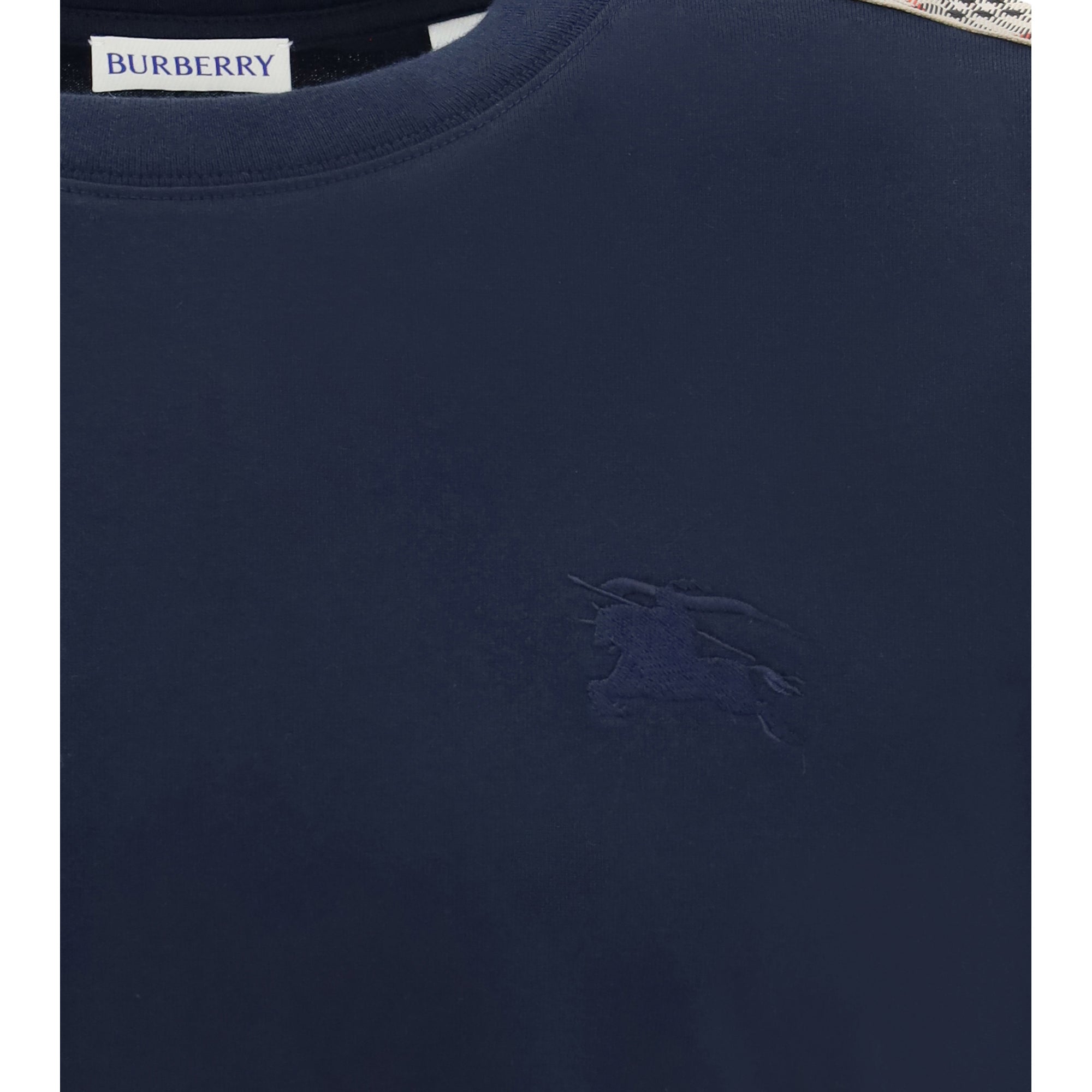 Short-sleeved T-shirt with a single Burberry Check stripe on both shoulders