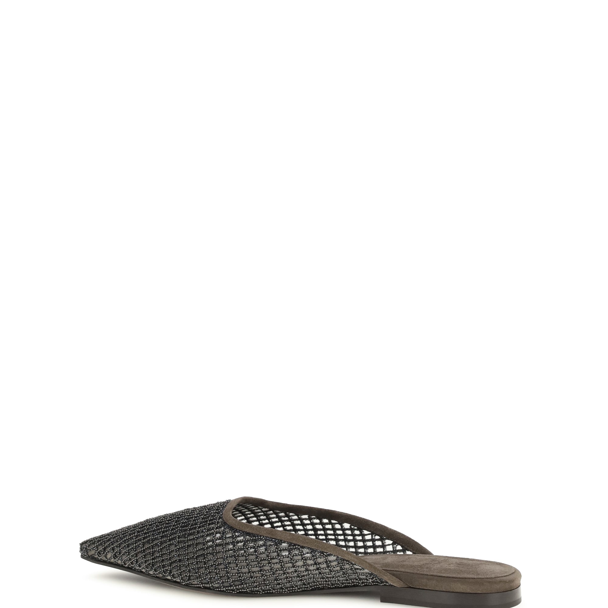 Suede Ballerinas with embellished net embroidery
