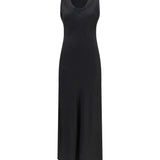 Sleeveless long fluid satin Dress