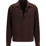 Deep V-neck silk Shirt