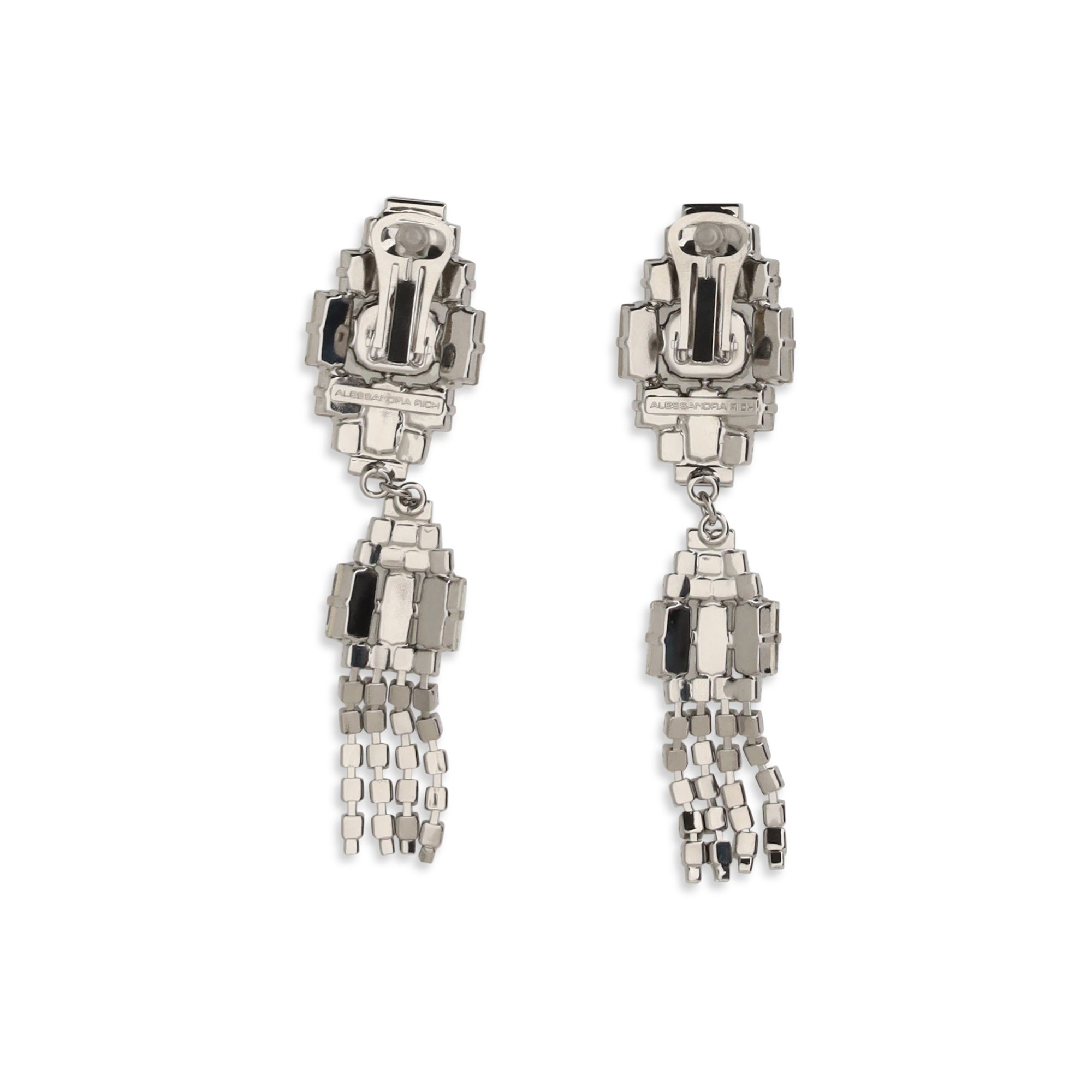 Silver-colored crystal drop Earrings