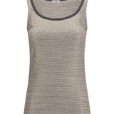 Striped linen lamé jersey Tank Top with glossy finishes