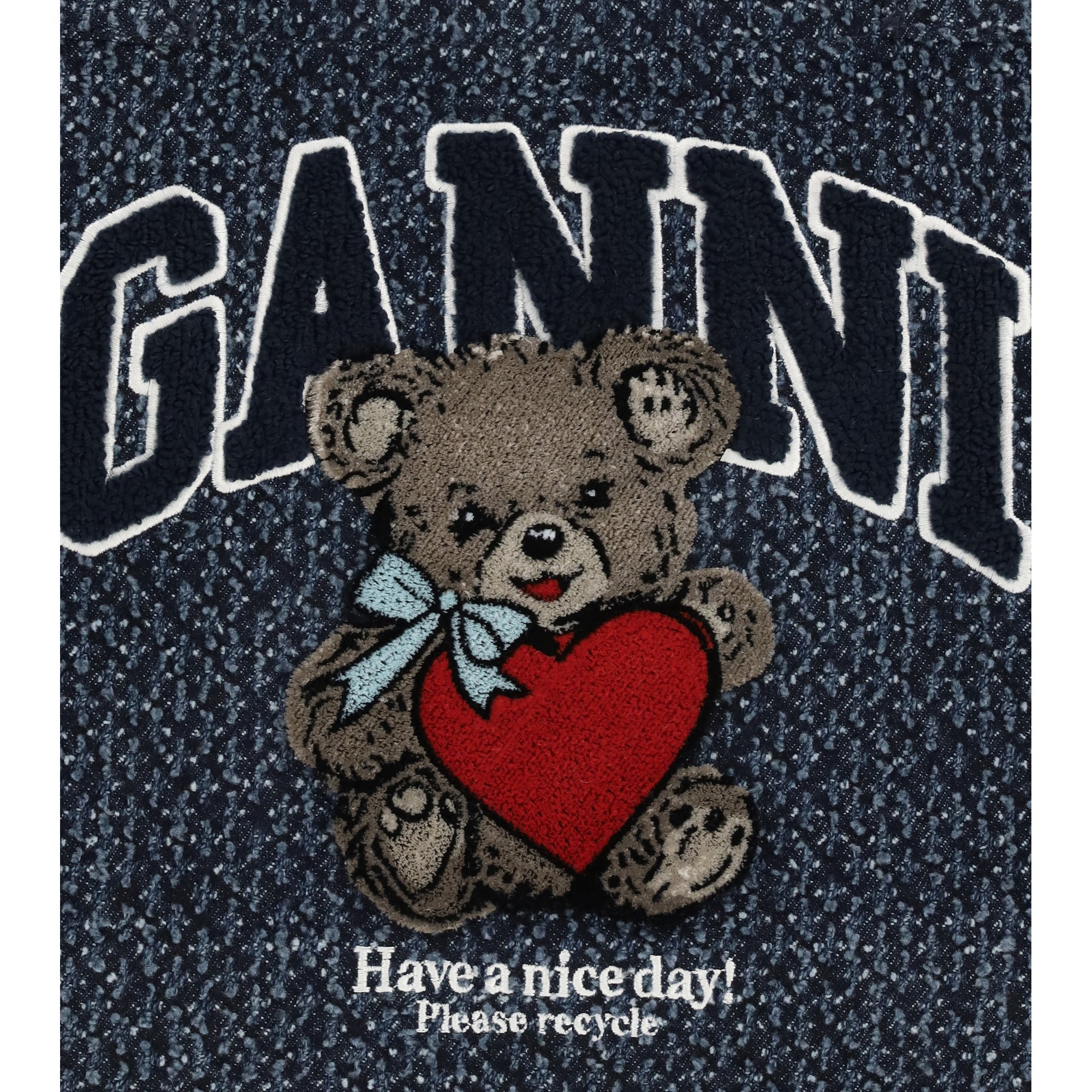 Medium denim Tote Bag with bear