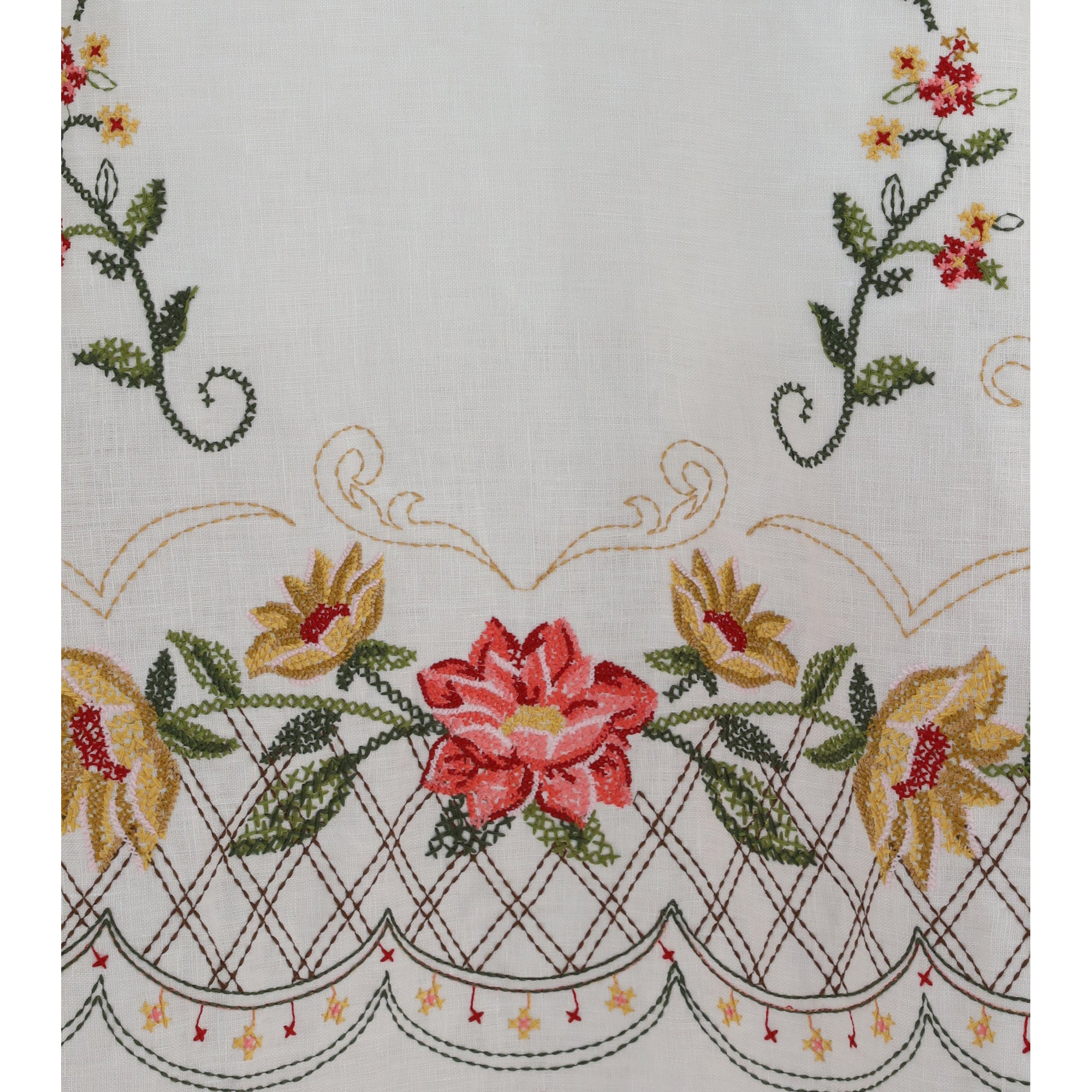 Embroidered midi Dress with asymmetrical hem