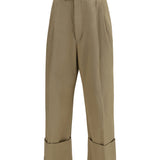 Cotton gabardine Pants with double pleats