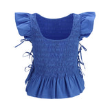 Ruched cotton Top with side bows