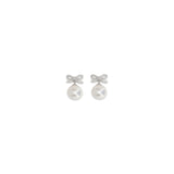 Crystal bow Earrings with pearl