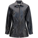 Vintage leather Jacket with drawstring