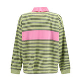 Striped intarsia cotton Polo with embroidered logo