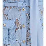 Midi lace Dress with bow collar
