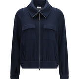 High-neck Sweatshirt in cotton and silk blend