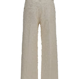 Square-leg dyed furry Pants with monili