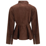 Peplum Jacket in suede goatskin