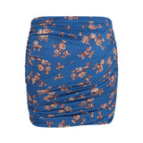 Draped floral-print swim Mini Skirt