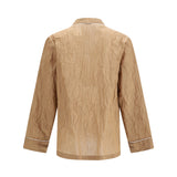 Vanity Shirt-style robe in froissé striped fabric