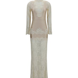 Long lace and jersey Dress