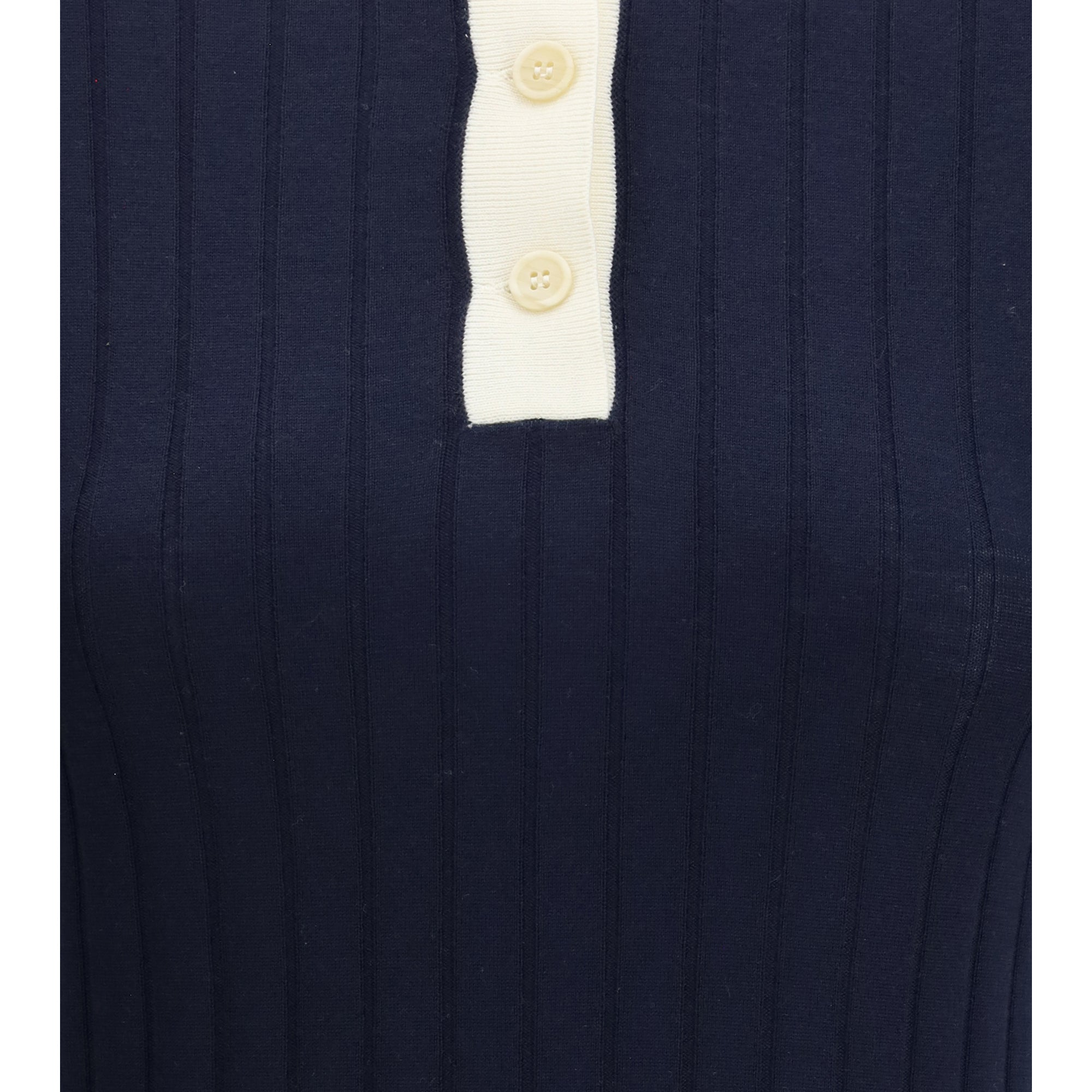 Short sleeve Polo in virgin wool and cashmere with accessory detail