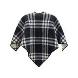 Short wool Check Poncho
