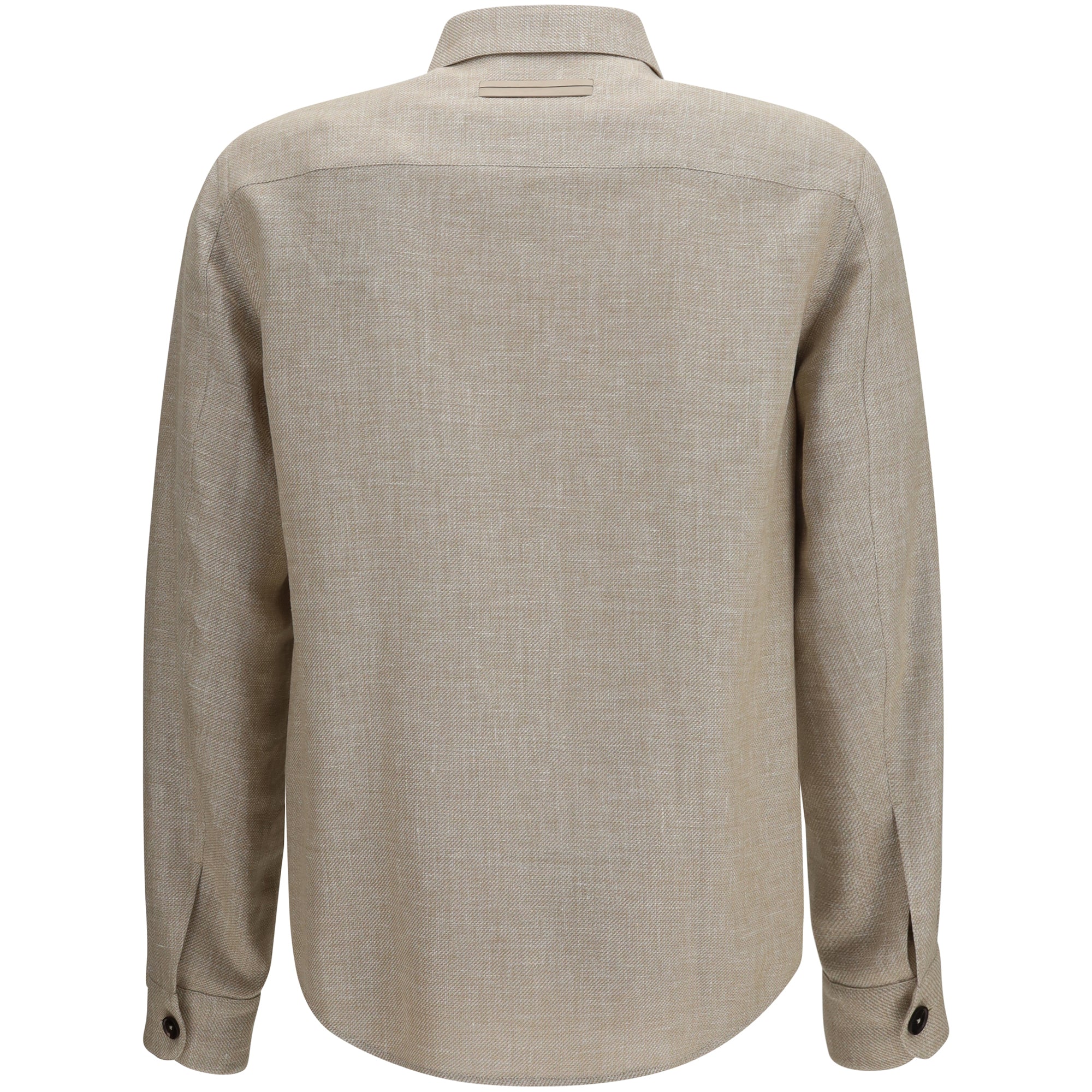 Crossover Overshirt in a linen, wool and silk blend