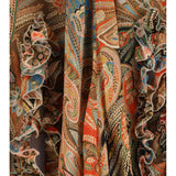 Silk long Skirt with flounce and paisley motif