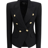 6 Buttons Fitted Grain De Poudre Jacket