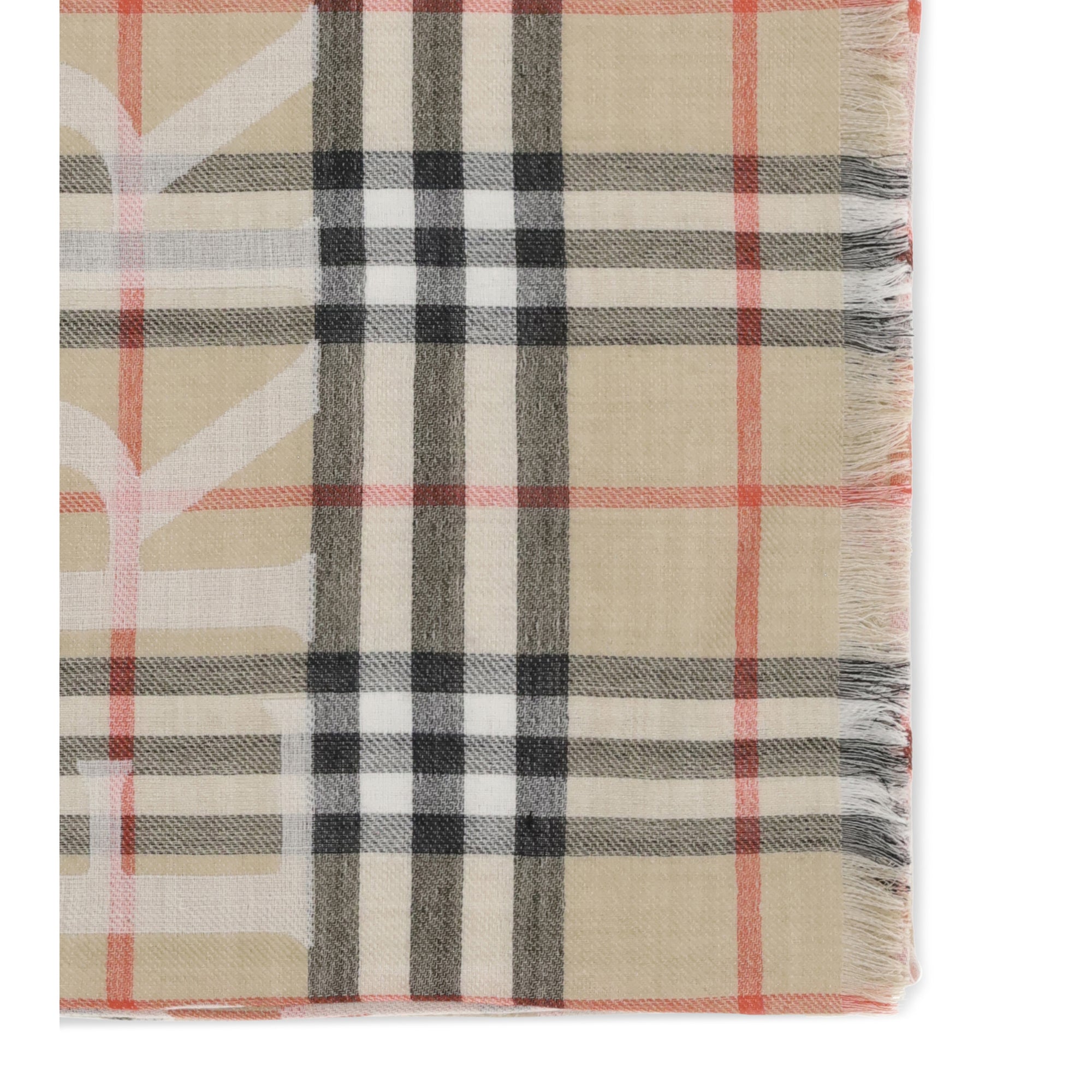 Wide wool and silk Check Scarf with EKD