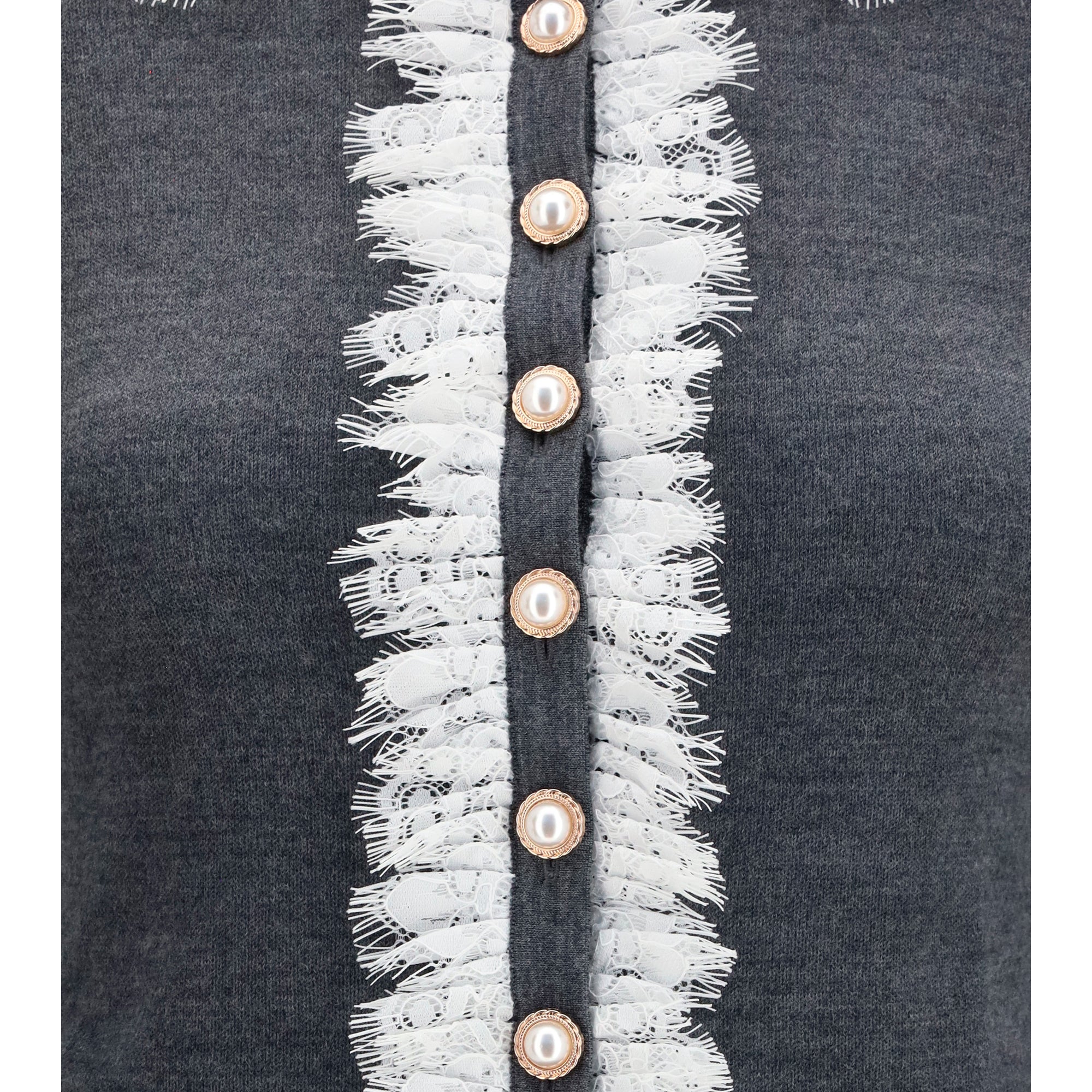 Knit Cardigan with lace collar