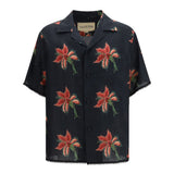 Papier Floral print linen bowling Shirt
