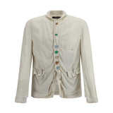 Jacket with multicolored button