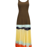 Long Dress with color-striped skirt
