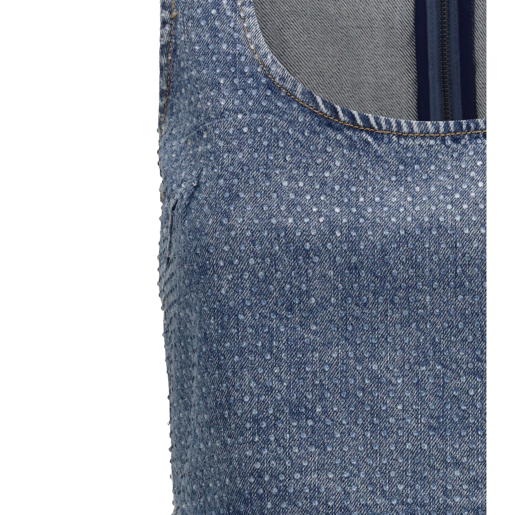 Rhinestone denim crop Top
