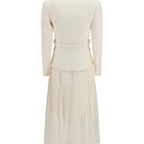 Bouclé midi Dress with shawl collar